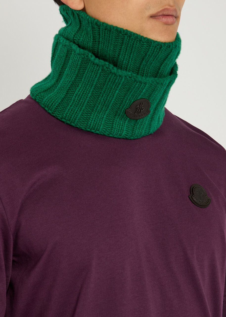 Moncler Logo-appliquéd Wool and Cashmere-blend Collar - Green - One Size