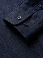 HUGO BOSS - Jordi Slim-Fit Grandad-Collar Linen Shirt - Blue