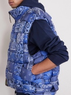 KAPITAL - Quilted Patchwork Bandana-Print Shell Gilet - Blue