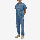 Beams Plus Men's Open Collar Batik Print Shirt in Blue