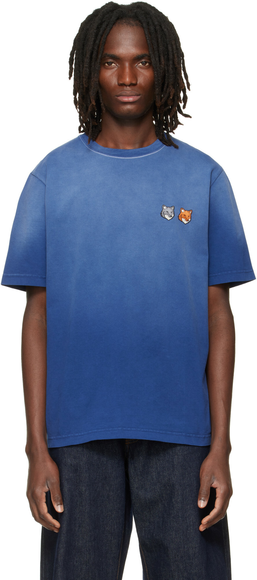 Maison Kitsuné Navy Fox Head Regular T-shirt