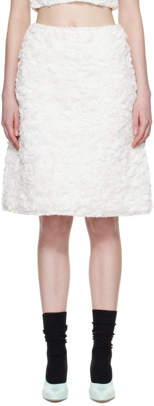 Photo: SHUSHU/TONG White A-Line Midi Skirt
