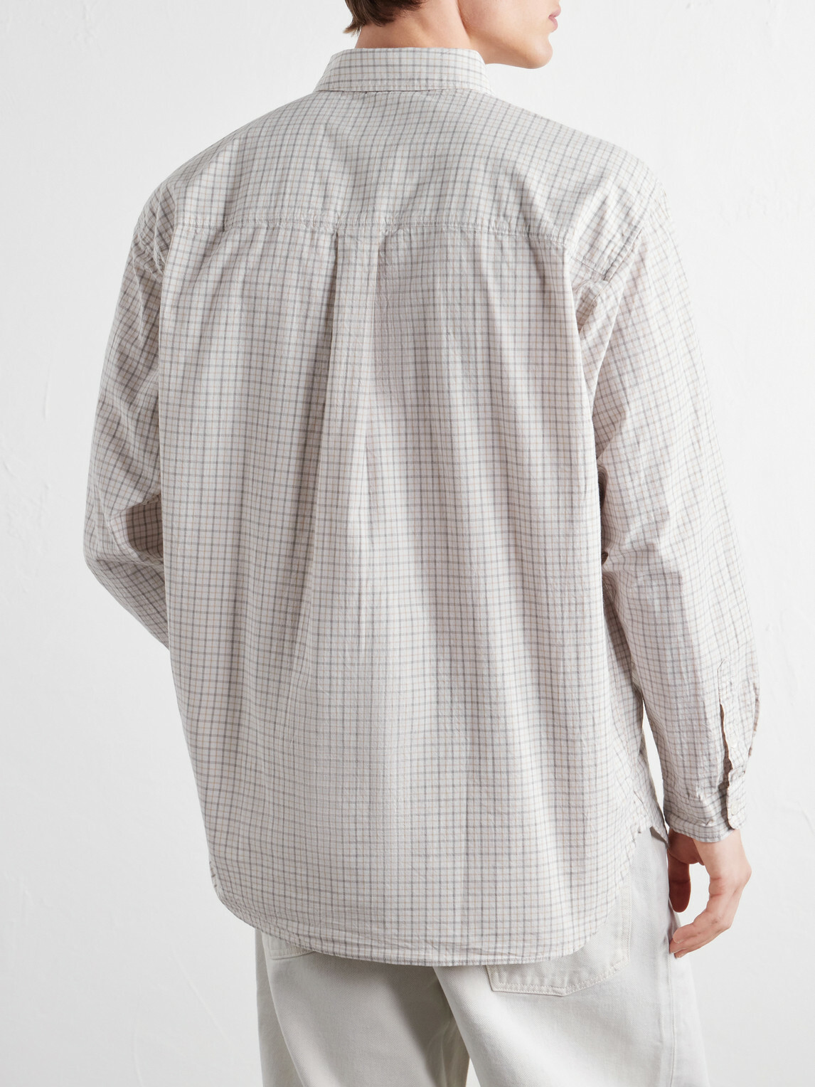 Neighborhood - Logo-Embroidered Checked Cotton-Poplin Shirt - White