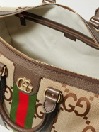 GUCCI - Leather and Webbing-Trimmed Monogrammed Canvas Duffle Bag