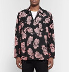 Needles - Camp-Collar Printed Matte-Satin Shirt - Black