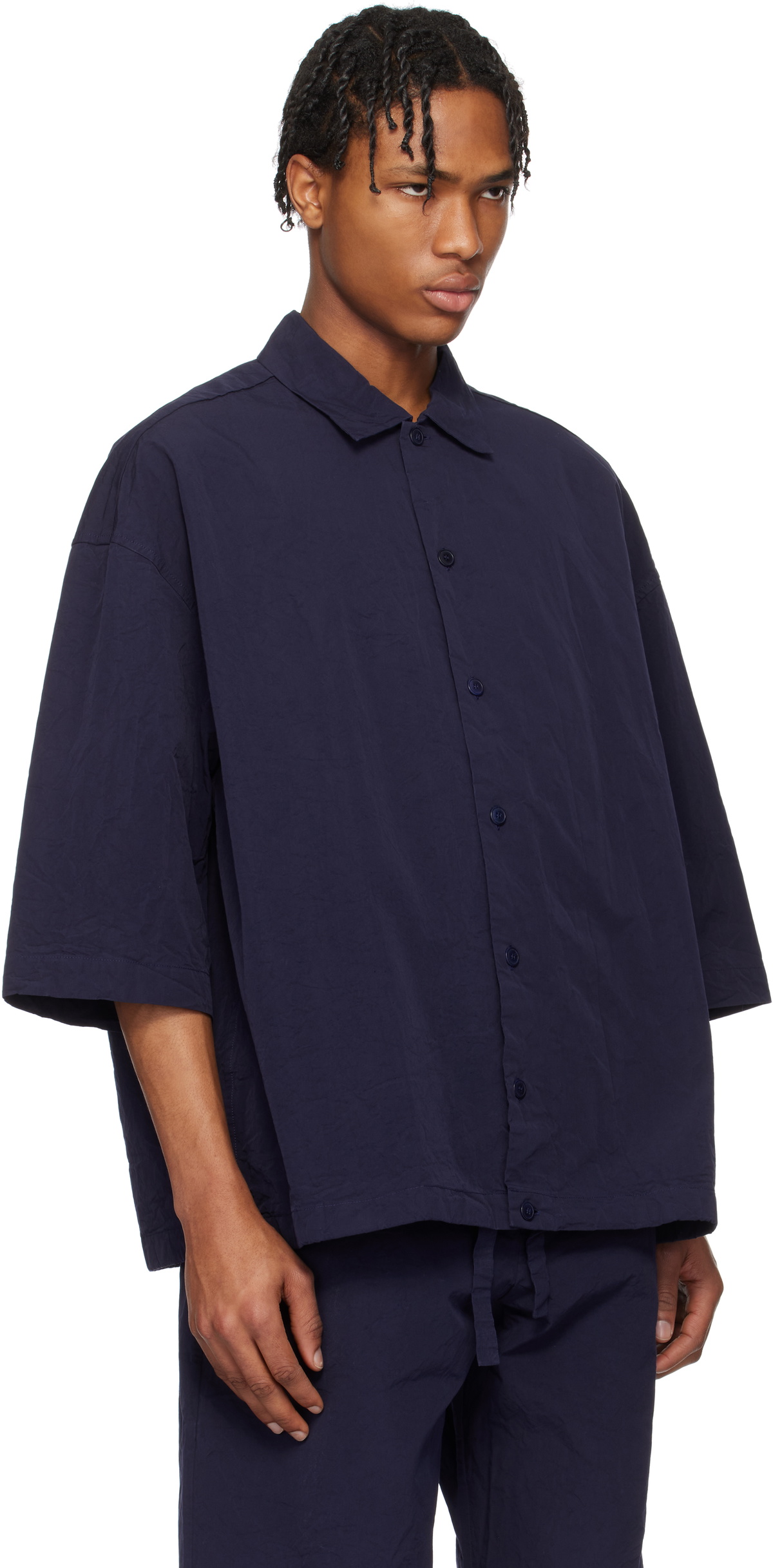 CASEY CASEY Navy Mili Volume Shirt CASEY CASEY