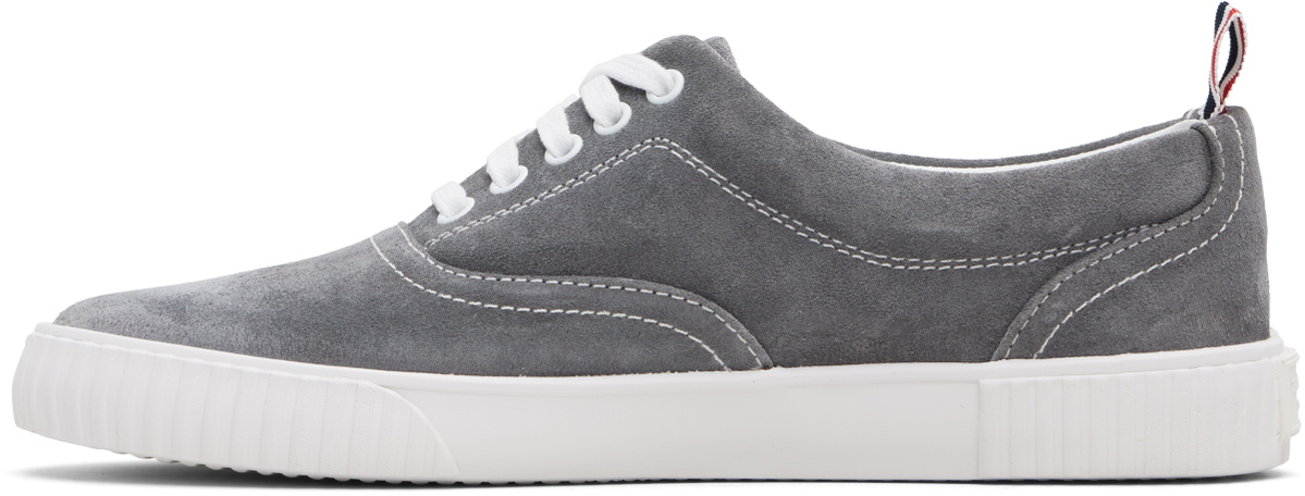 Thom Browne Gray Calf Suede Heritage Sneakers