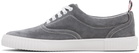 Thom Browne Gray Calf Suede Heritage Sneakers