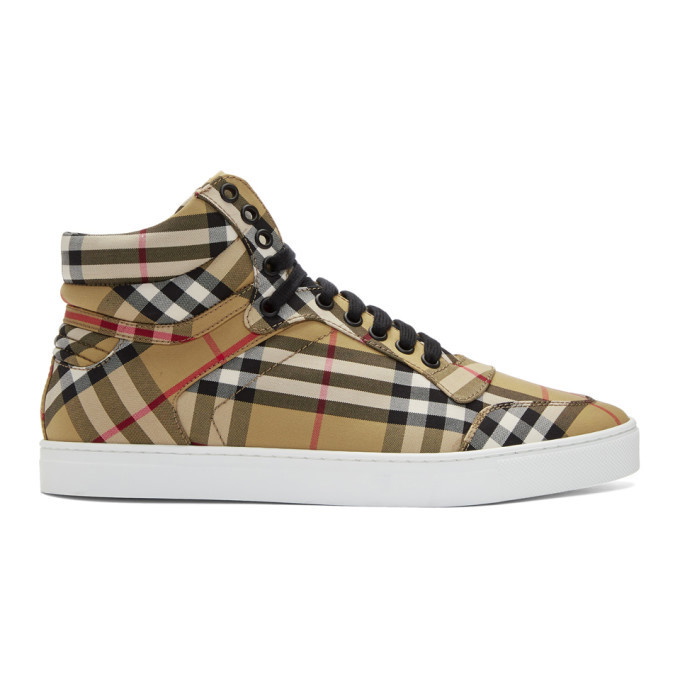 Photo: Burberry Black and Beige Reeth High-Top Sneakers