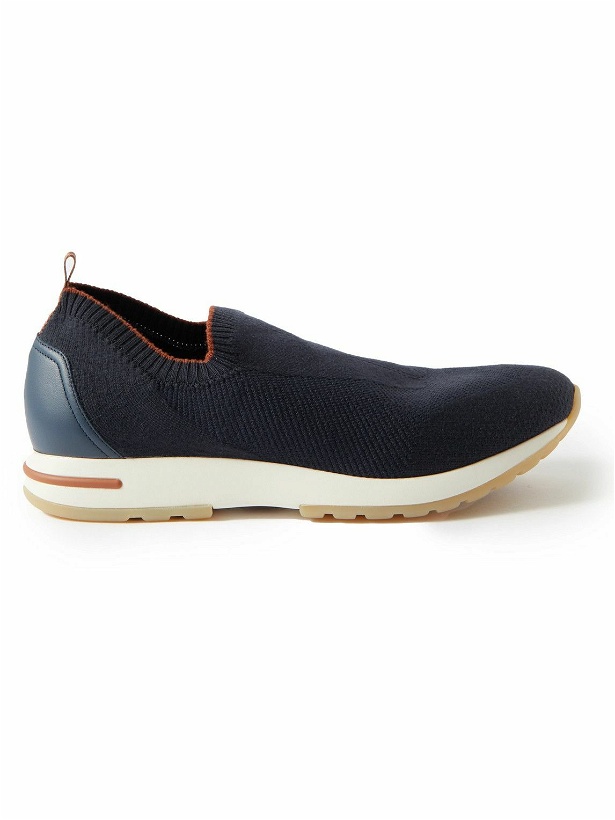 Photo: Loro Piana - 360 LP Walk Active Leather-Trimmed Wish® Wool Slip-On Sneakers - Blue