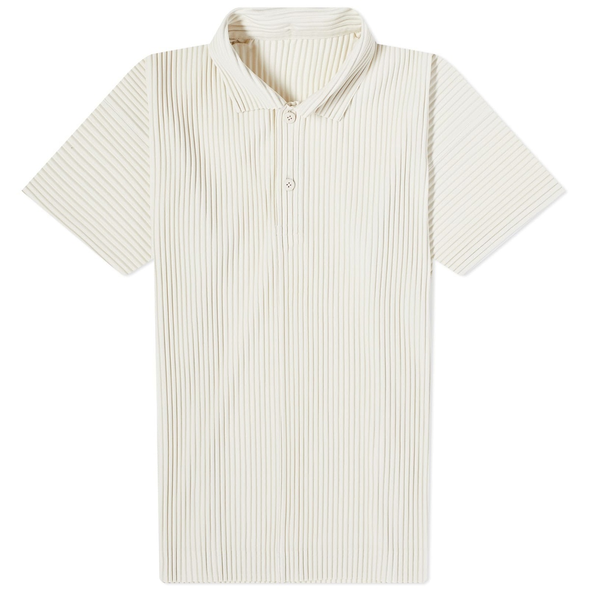 Homme Plissé Issey Miyake Men's Pleated Polo Shirt in Ivory Homme ...