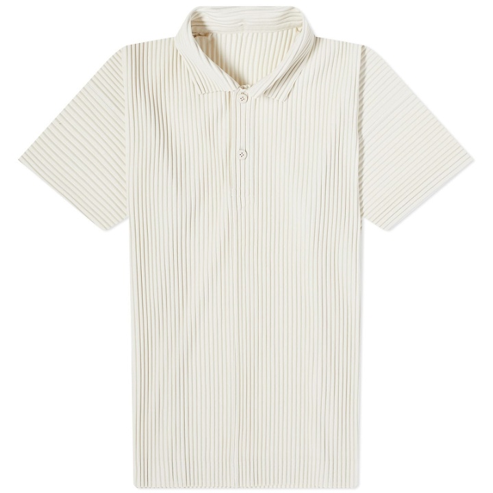 Photo: Homme Plissé Issey Miyake Men's Pleated Polo Shirt in Ivory