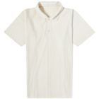 Homme Plissé Issey Miyake Men's Pleated Polo Shirt in Ivory
