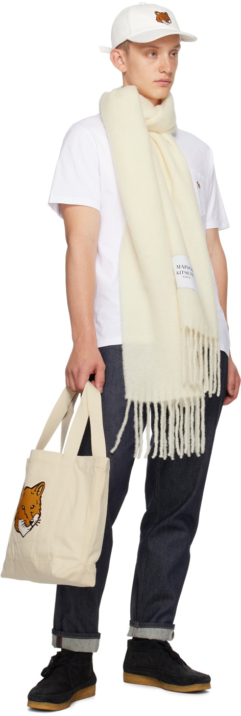 Maison Kitsuné Off-White Patch Scarf Maison Kitsune Maison Kitsuné Off-White Patch Scarf Maison Kitsune