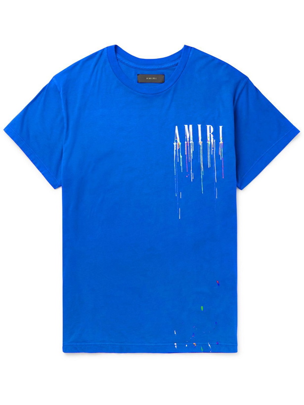 Photo: AMIRI - Logo-Print Supima Cotton-Jersey T-Shirt - Blue