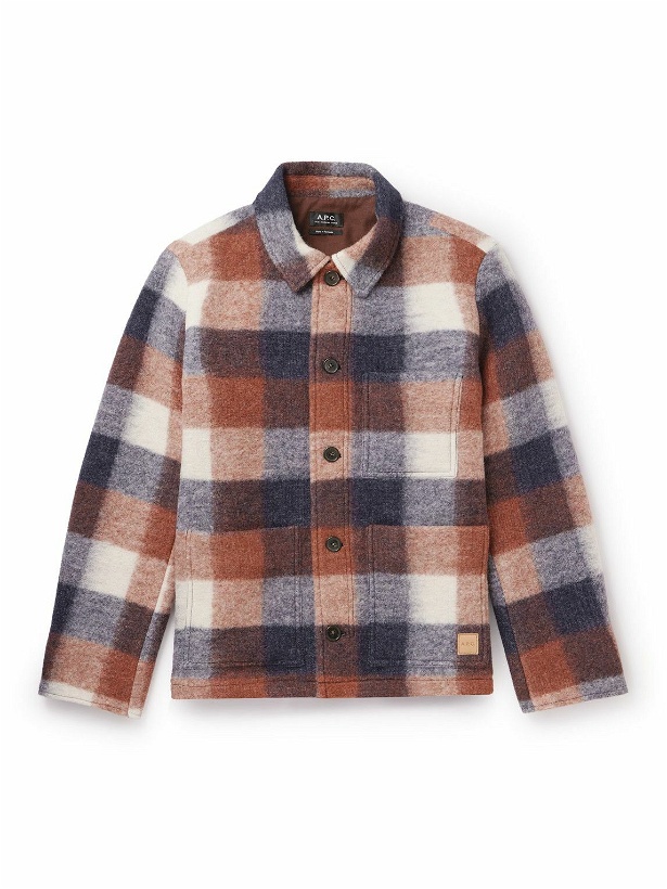 Photo: A.P.C. - Emile Checked Wool-Blend Flannel Overshirt - Red
