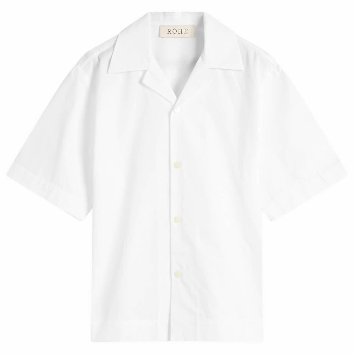 Róhe Men's Camp Collar Short Sleeve Shirt in Optic White