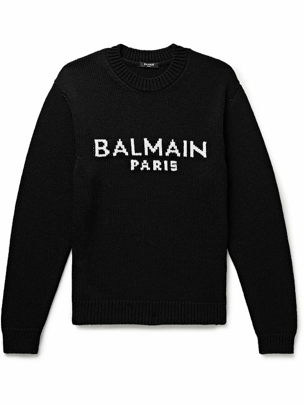 Photo: Balmain - Logo-Jacquard Wool-Blend Sweater - Black