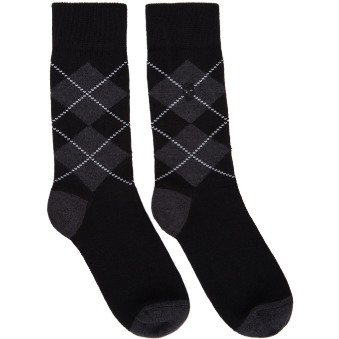 Photo: Alexander McQueen Black and Grey Argyle Socks