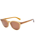 Bottega Veneta Eyewear Men's Bottega Veneta Soft Recycled Acetate Panthos Sunglasses in Yellow/Brown