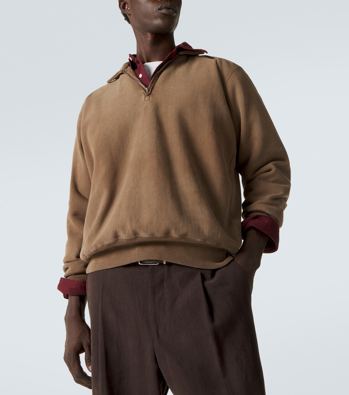 A.Presse Cotton fleece half-zip sweatshirt