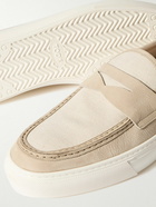 Tod's - Canvas-Trimmed Nubuck Penny Loafers - Unknown