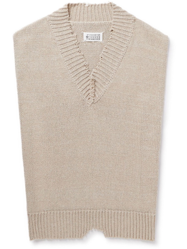 Photo: Maison Margiela - Distressed Knitted Sweater Vest - Neutrals
