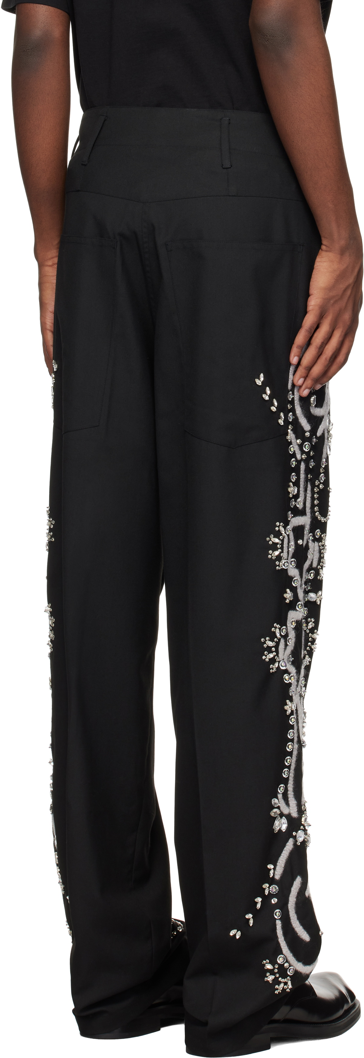BLUEMARBLE Black Hand Embroidered Trousers
