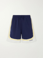 Aimé Leon Dore - Novelty Straight-Leg Logo-Embroidered Mesh Drawstring Shorts - Blue