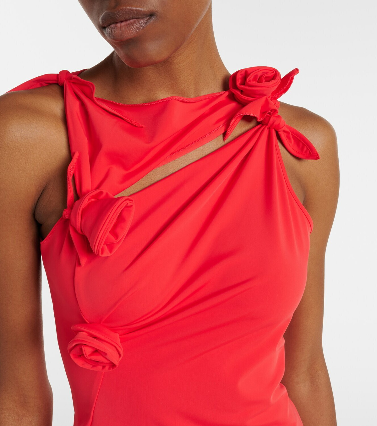 Coperni Floral-appliqué asymmetric jersey maxi dress