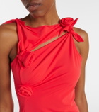 Coperni Floral-appliqué asymmetric jersey maxi dress