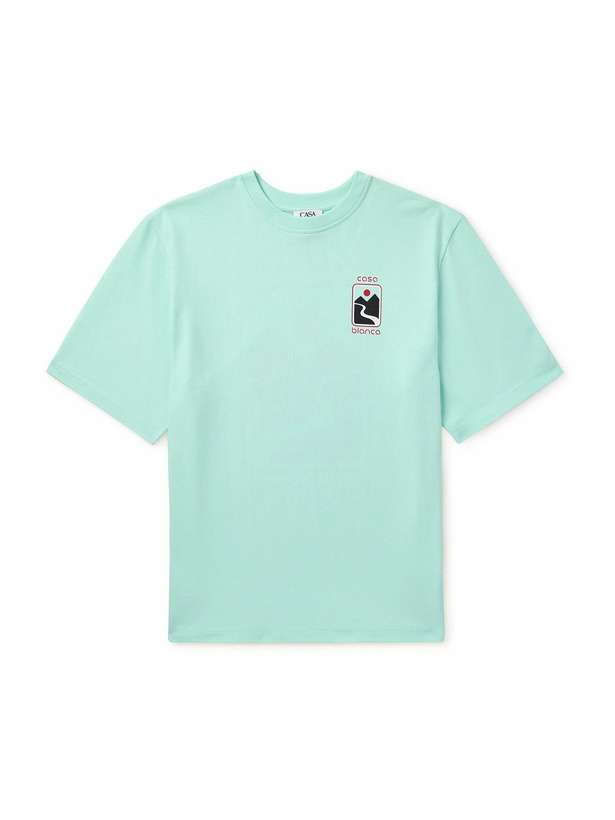 Photo: Casablanca - Sunset Valley Printed Organic Cotton-Jersey T-Shirt - Green
