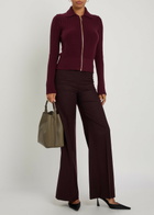 Victoria Beckham Ribbed Wool-blend Cardigan Bordeaux