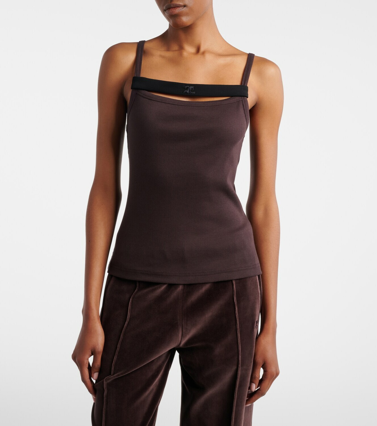 Courrèges Ribbed-knit cotton tank top