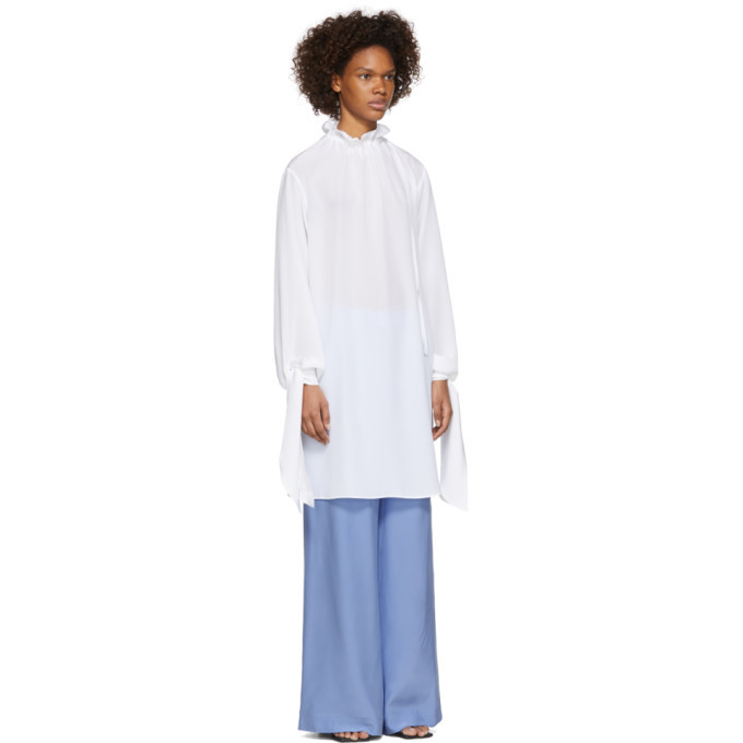Pyer Moss White Funnel Neck Blouse