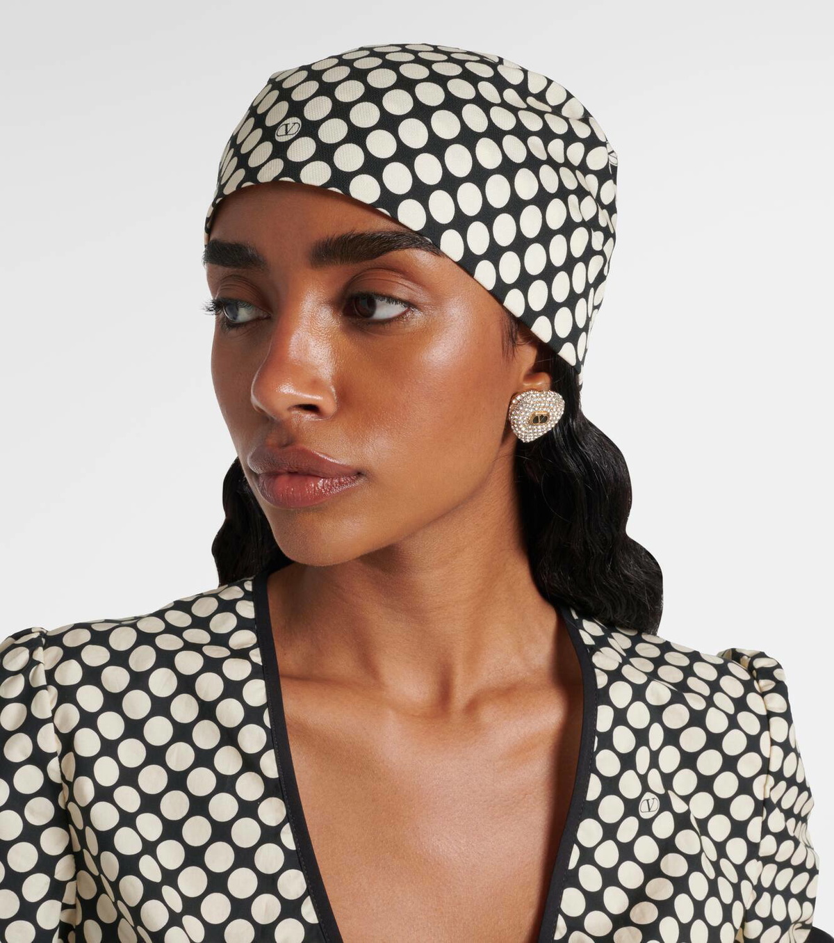 Valentino Escape polka-dot cotton and silk head wrap