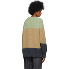 Jil Sander Plus Green and Beige Mohair Crewneck Sweater