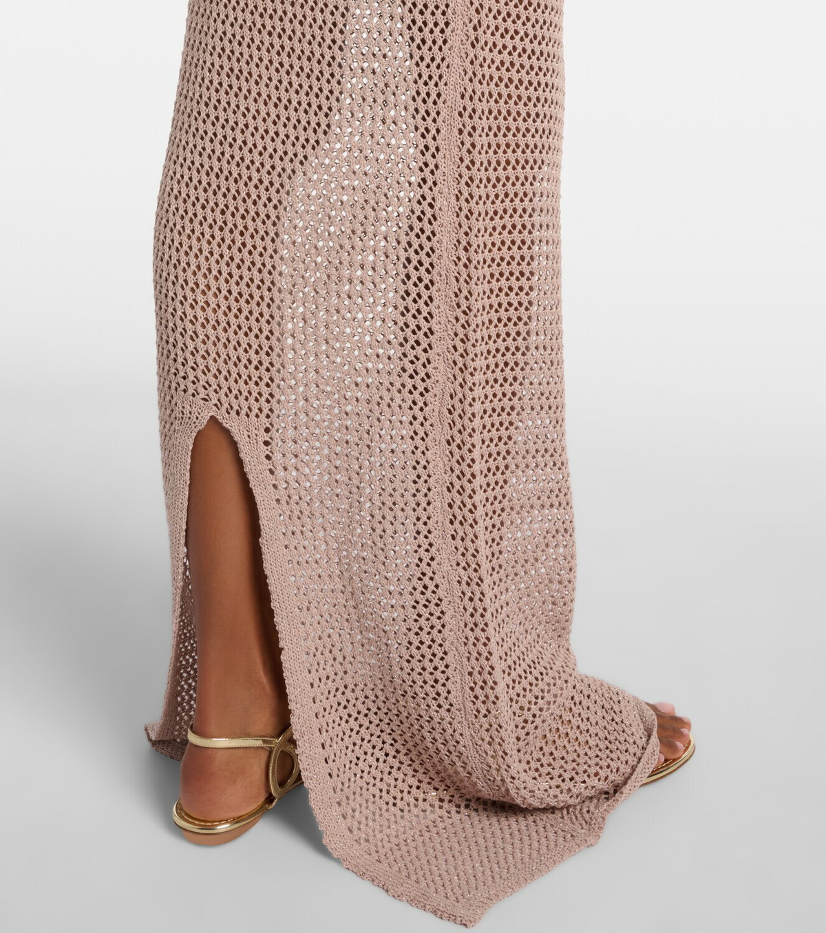 Bananhot Hilsa open-knit lamé maxi dress