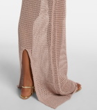 Bananhot Hilsa open-knit lamé maxi dress