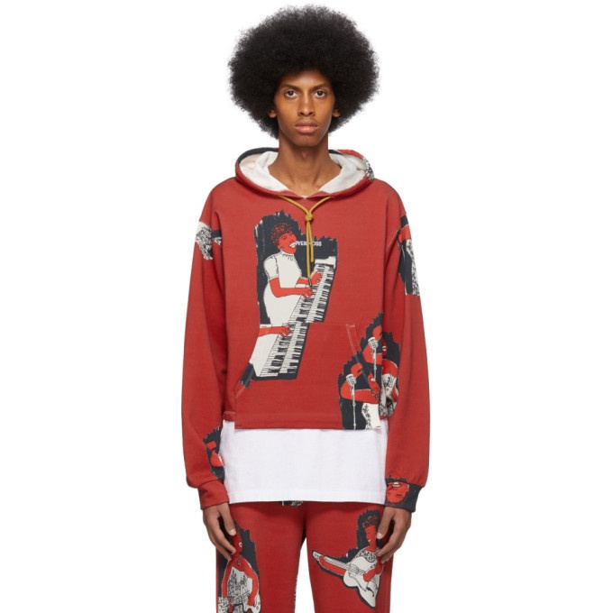 Photo: Pyer Moss Red AOP Logo Cropped Hoodie