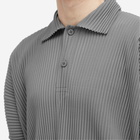 Homme Plissé Issey Miyake Men's Pleated Polo Shirt in Warm Grey