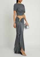 Christopher Esber Orica Cut-out Jersey Maxi Skirt Blue