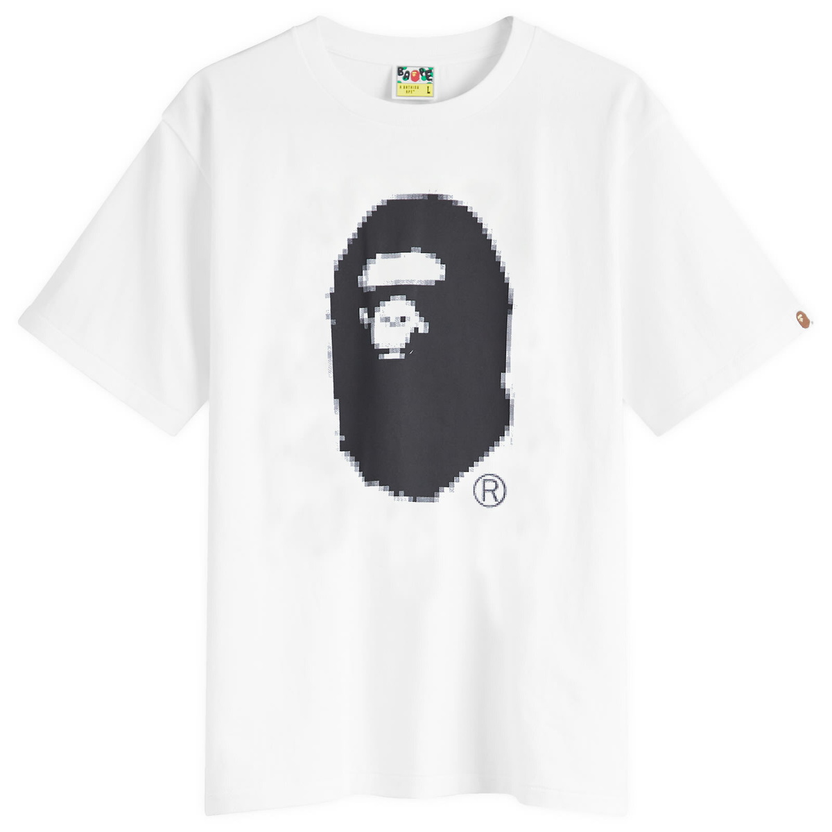 A Bathing Ape Men's Pixel Ape Head T-Shirt in White A Bathing Ape