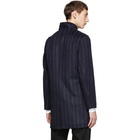 Han Kjobenhavn Navy Pinstripe Banker Coat