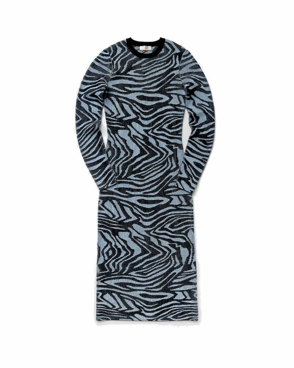 Photo: Stine Goya Chiara, 1654 Graphic Rib Knit Blue - Womens - Dresses