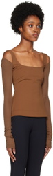 Nensi Dojaka Brown Cutout Long Sleeve T-Shirt