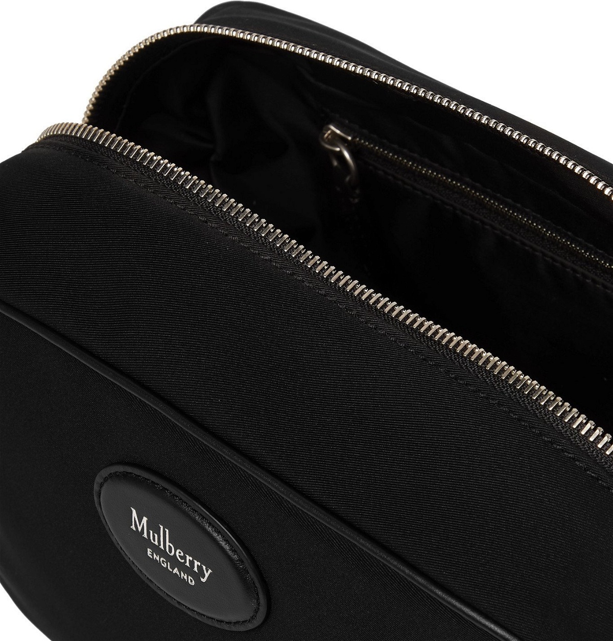 MULBERRY - Leather-Trimmed Nylon Wash Bag - Black Mulberry