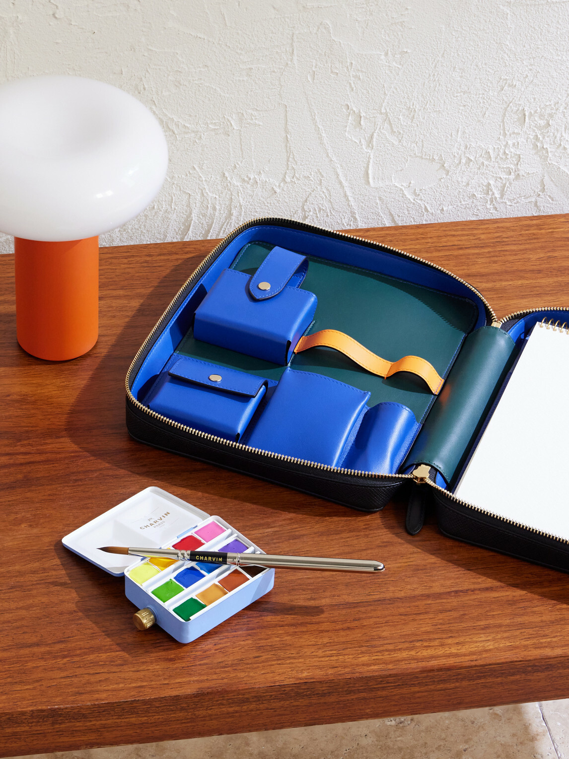Smythson - Panama Cross-Grain Leather Artist Folio Stationary Set