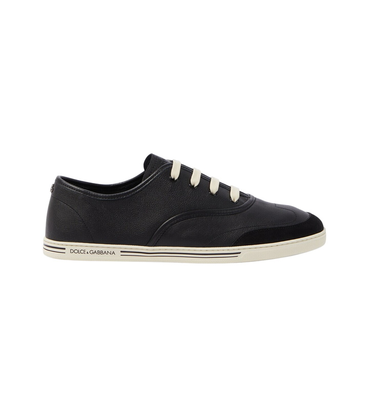 Photo: Dolce&Gabbana Suede-trimmed leather sneakers