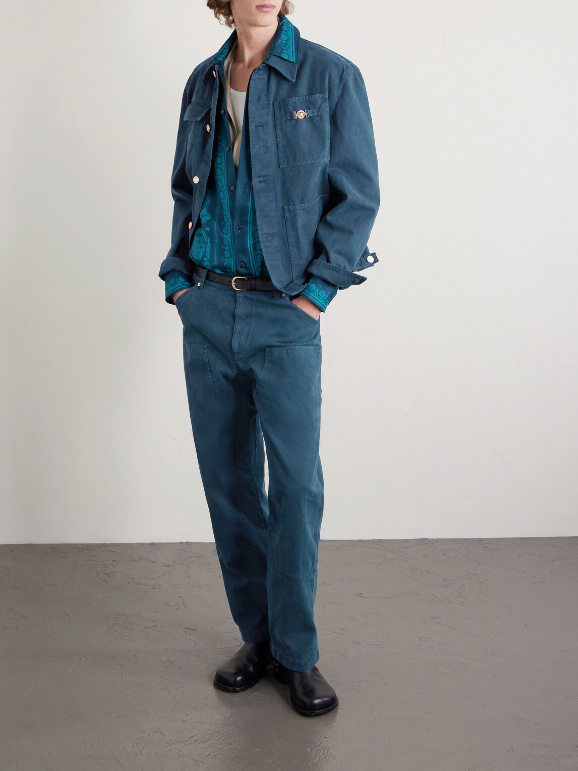 Versace - Straight-Leg Cotton-Canvas Trousers - Blue